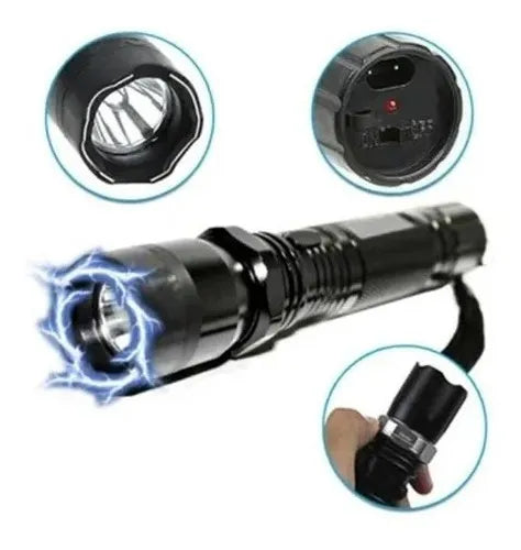 Linterna Taser Y Laser de color Negro Luz Blanca