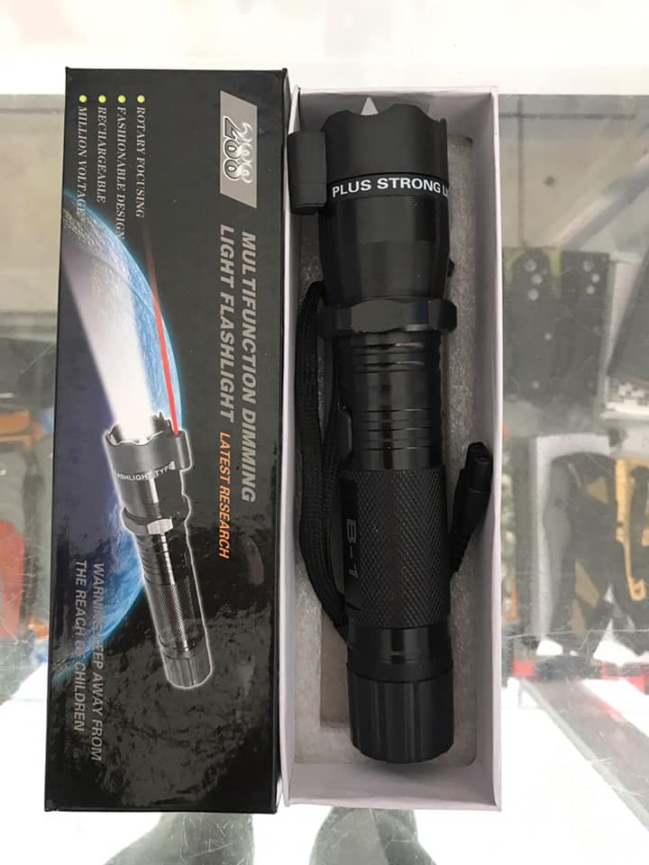 Linterna Taser Y Laser de color Negro Luz Blanca