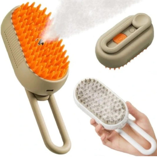 Cepillo Vapor Gatos Perros Peine Masajeador 3 en 1 Manija