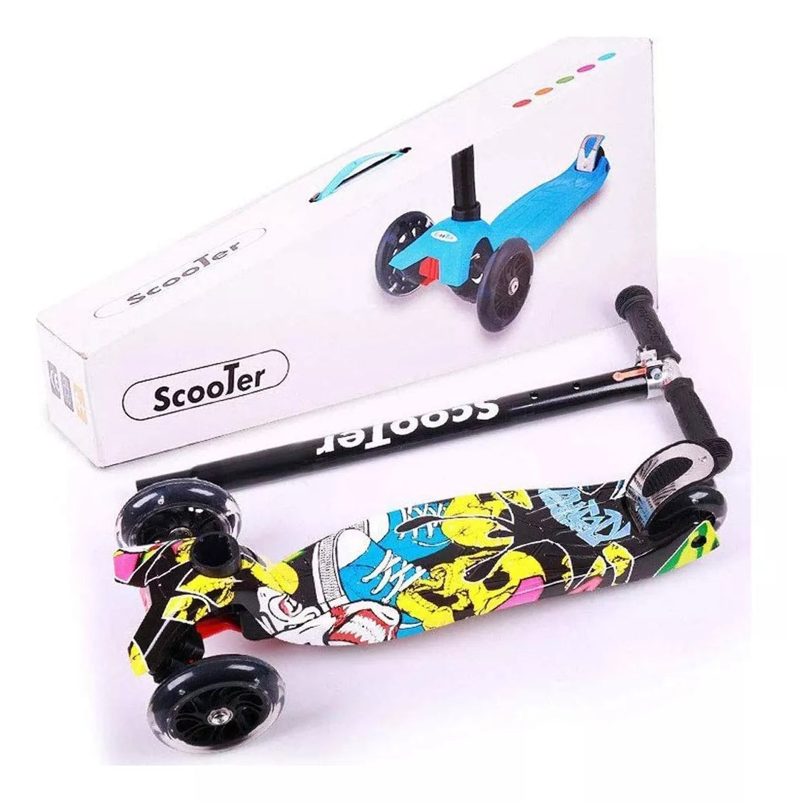 Scooters, Patineta De 3 Ruedas Con Luces Led- Grafiti
