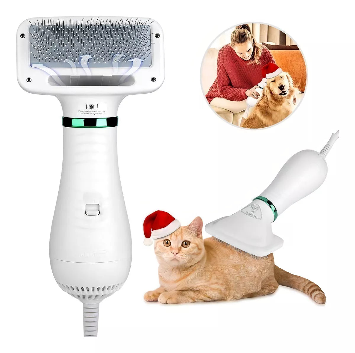 Mascota Cepillo Secador Para Mascotas Perros Gatos 2 En 1
