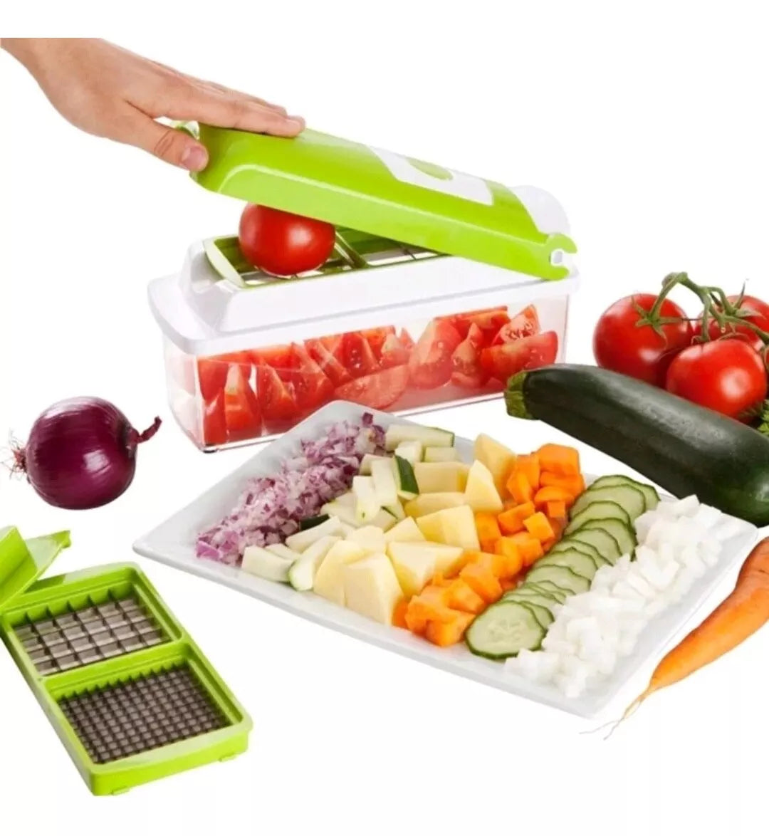 Cortadora De Verduras Y Frutas One Step Manual Con 12 Piezas