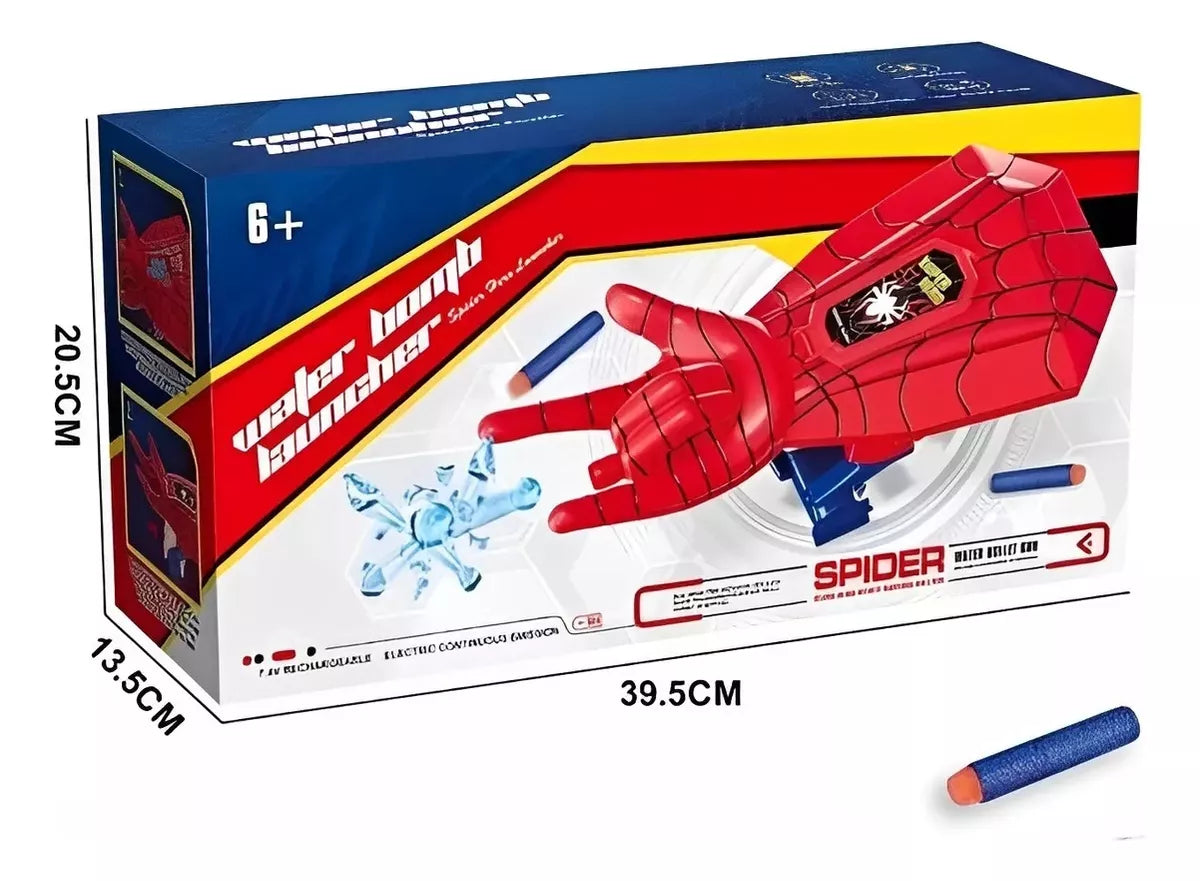 Guante De Spiderman Lanzador De Bolas Hidrogel y Dardos para Niños