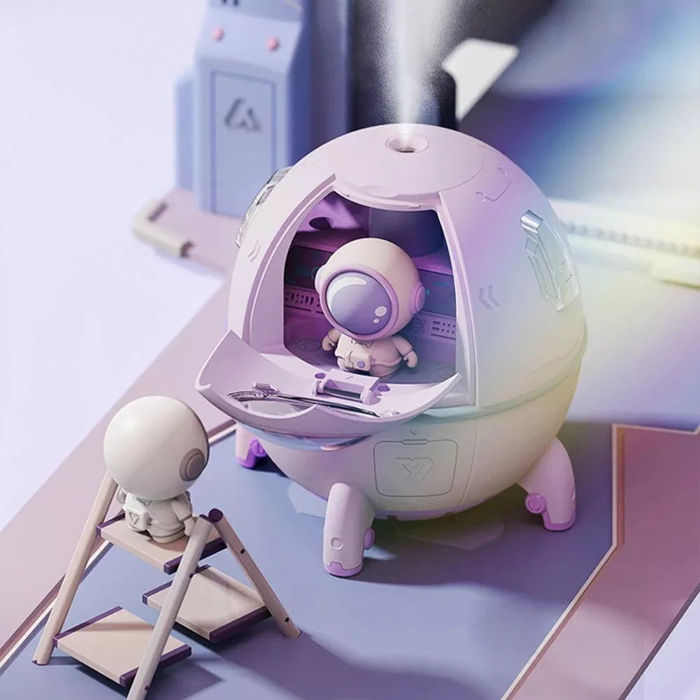 Humificador de Aire Eléctrico USB en Forma de Nave Espacial – Astronauta (Color Morado)