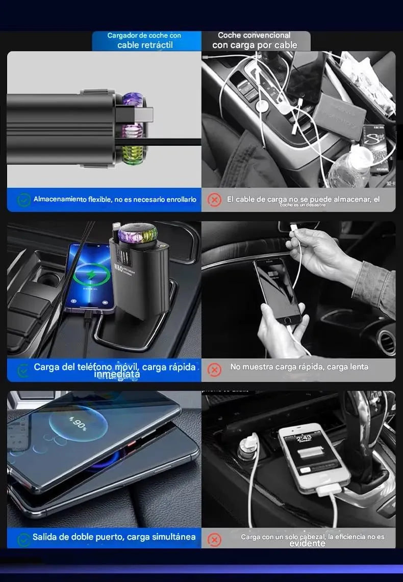 Cargador De Carro Carga Rápida + Humificador (ambientador)+ Proyector (luces Led)