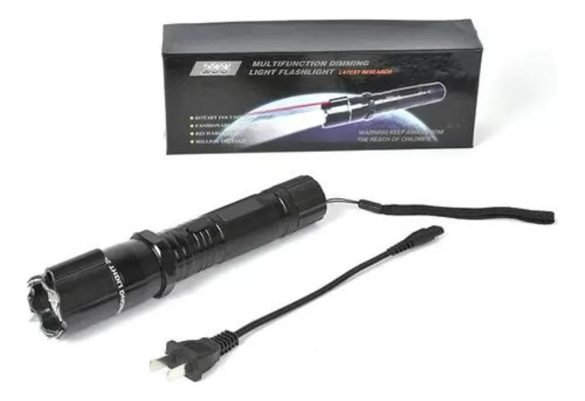 Linterna Taser Y Laser de color Negro Luz Blanca
