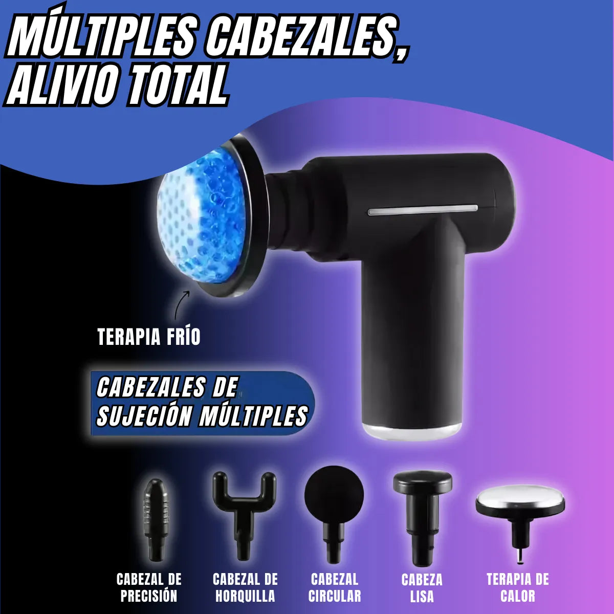 Masajeador Muscular Eléctrico Pistola Calor Frio 6 Cabezas