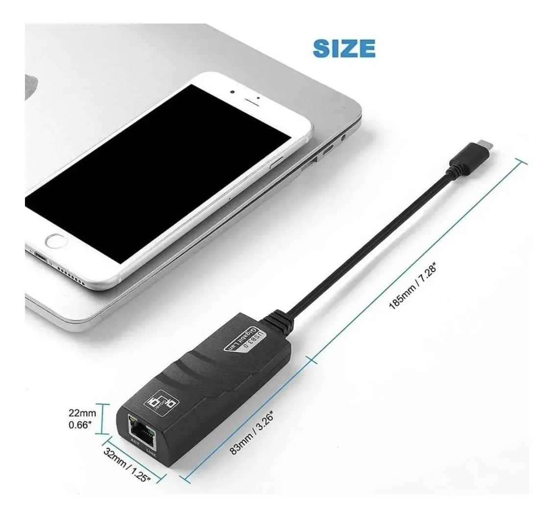 Hub Adaptador Tipo C A Lan 3.0 Internet + Velocidad