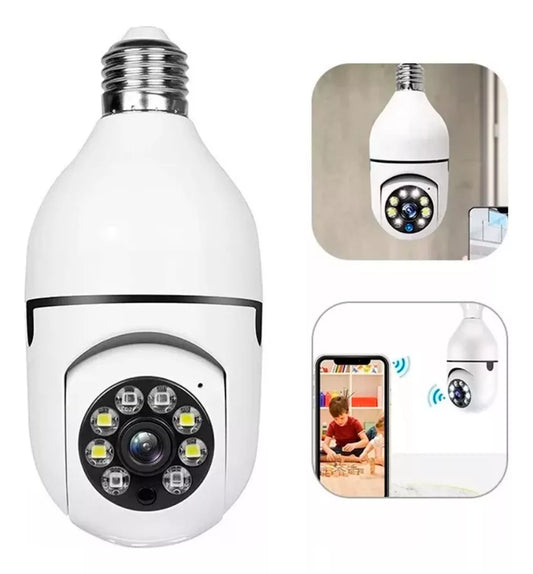 Camara Robotica Wifi Ip Bombillo Full Hd Seguridad 24/7