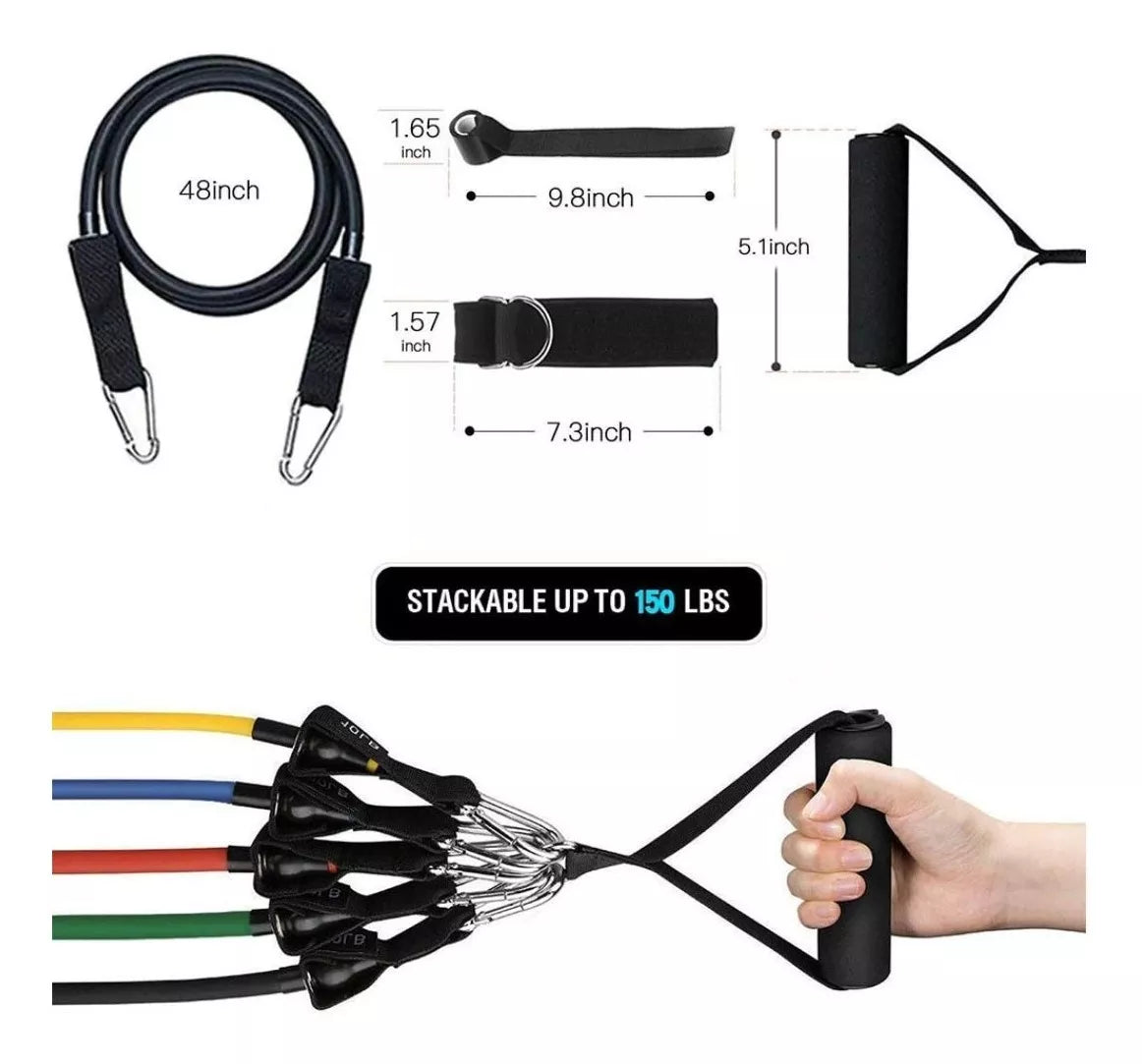 Kit Bandas Elásticas Tubulares Set 11 Piezas Juego Anclaje