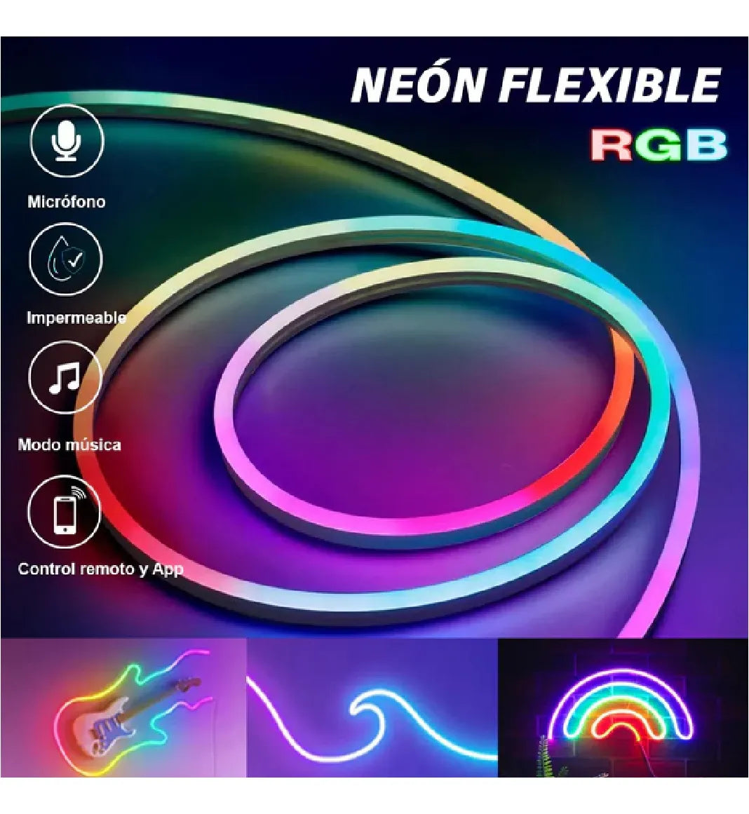 Cinta Led Luz Decorativa Neon Rgb Manguera 5 Mts Para interores y exteriores