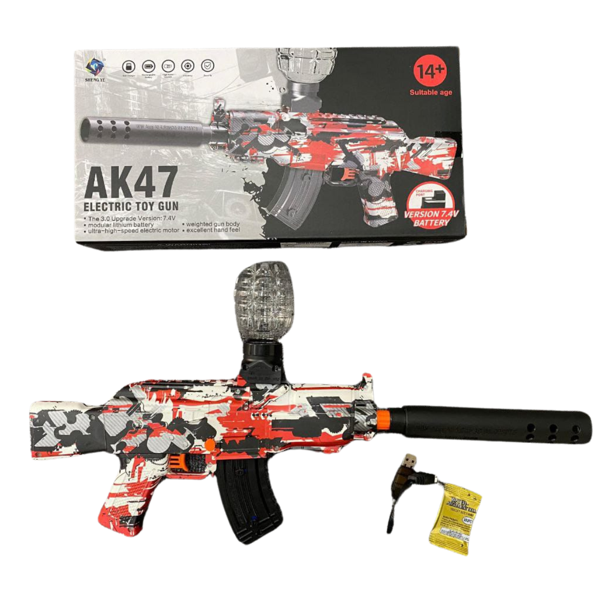 Pistola Bolas Gel Automática Orbis Hidrogel Juguete Ak47