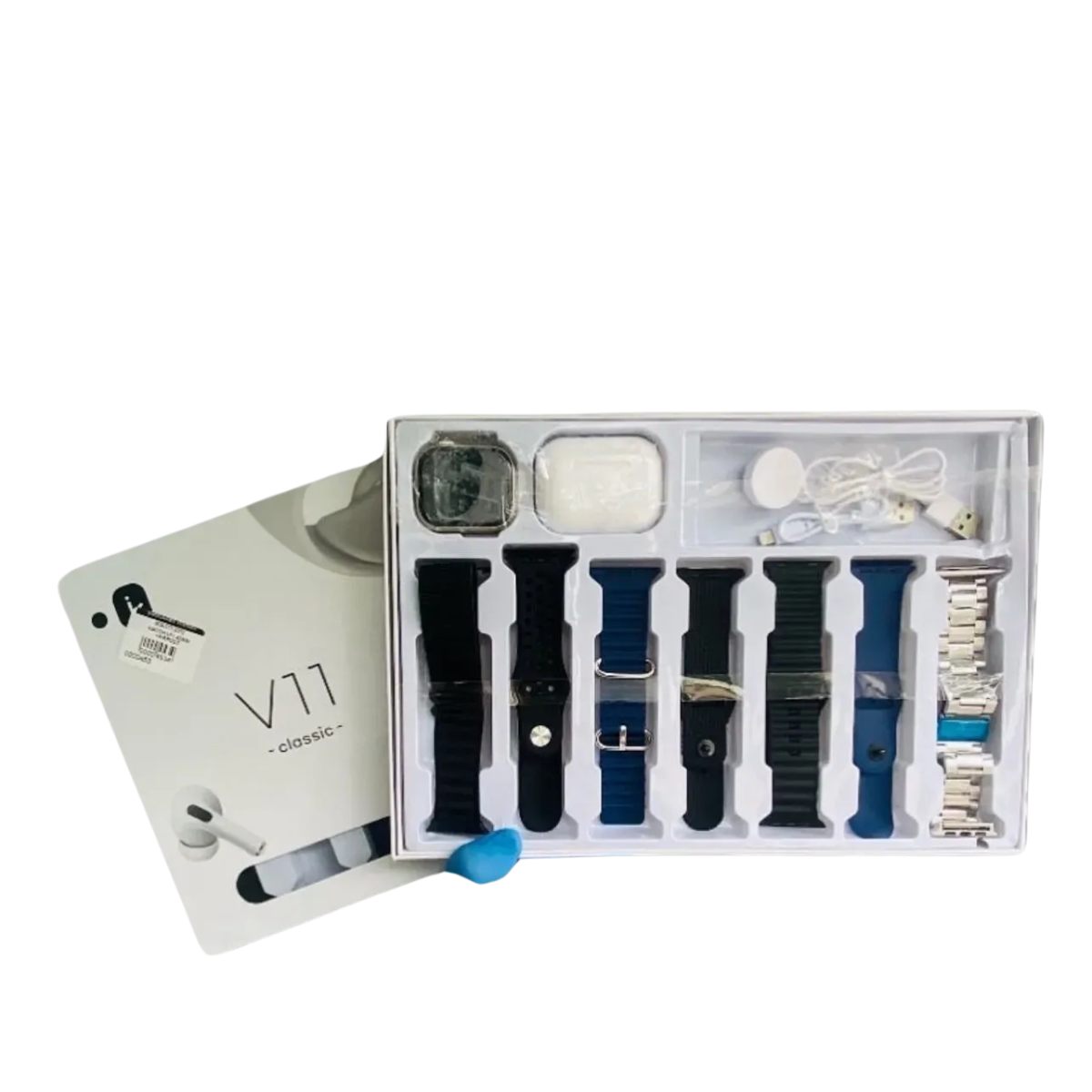 Combo Reloj Inteligente Audifonos Pulsos V11 Classic 10 En 1