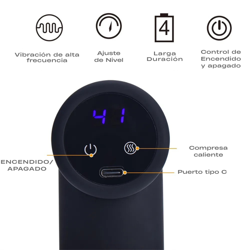 Masajeador Muscular Eléctrico Pistola Calor Frio 6 Cabezas