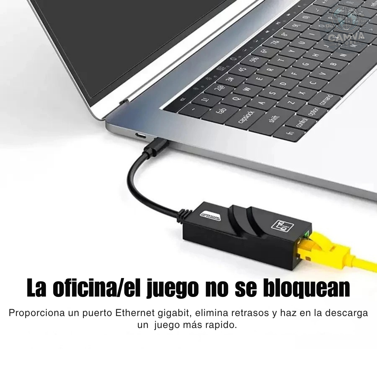 Hub Adaptador Tipo C A Lan 3.0 Internet + Velocidad