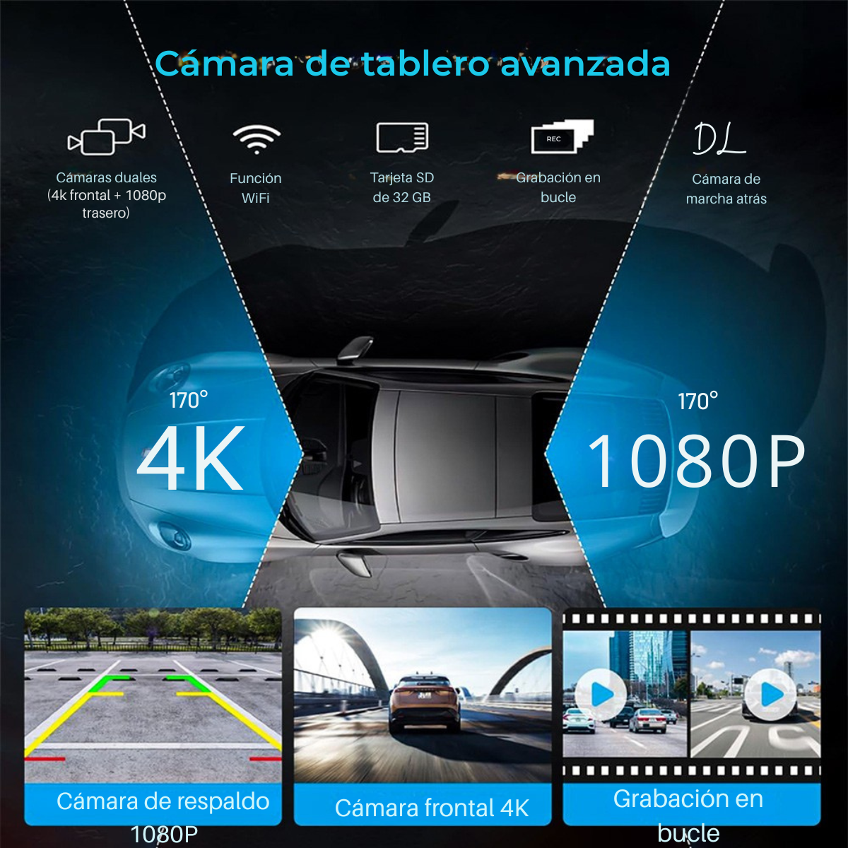 Pantalla Carplay/Andrioid Auto Portátil  Inalámbrico con cámara Frontal y trasera