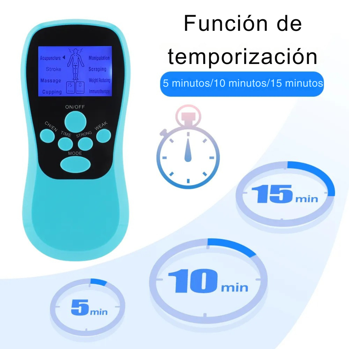 Estimulador Masajeador Muscular Eléctrico Fisioterapia 8 Electrodos
