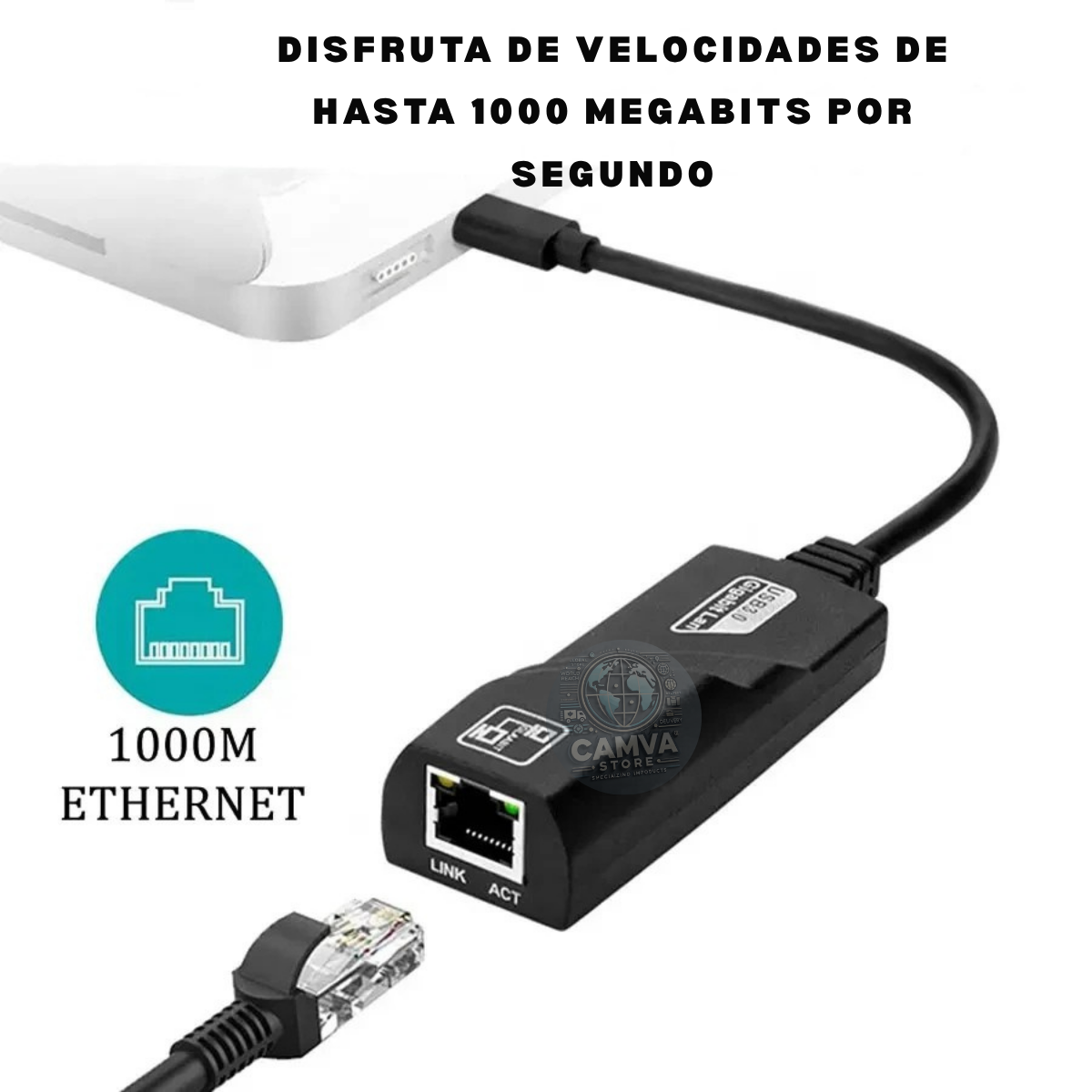 Hub Adaptador Tipo C A Lan 3.0 Internet + Velocidad