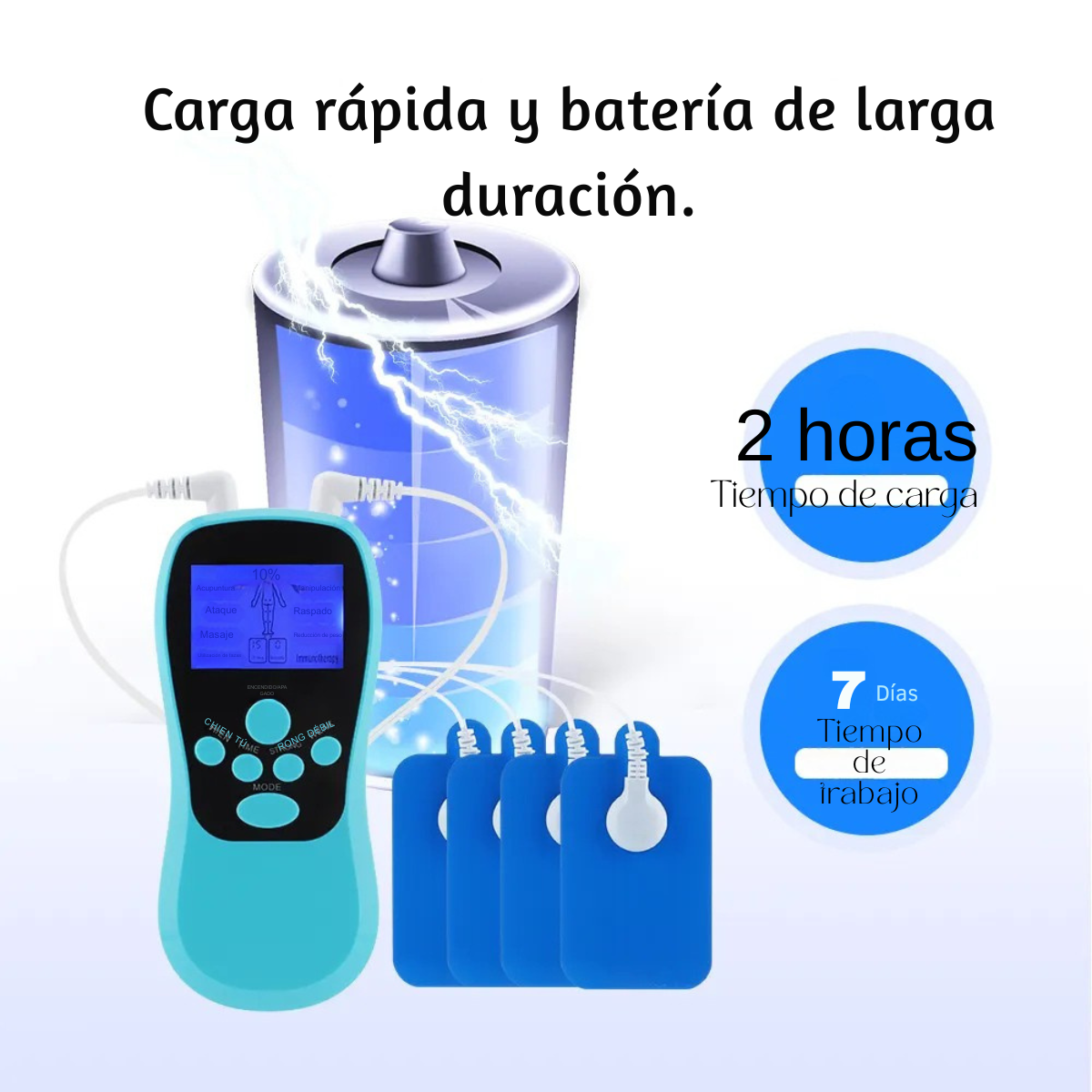 Estimulador Masajeador Muscular Eléctrico Fisioterapia 8 Electrodos