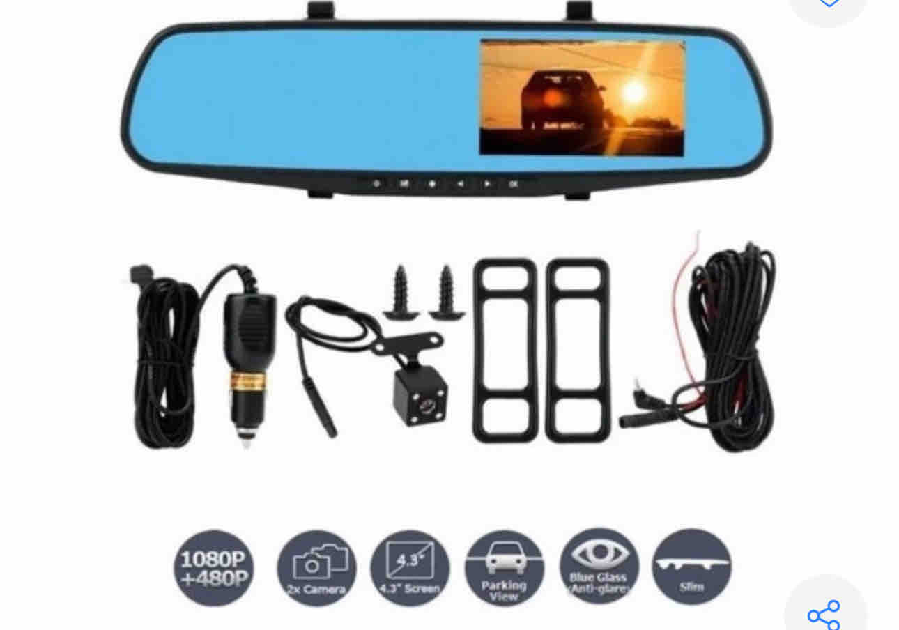 Espejo Retrovisor Doble Cámara Pantalla 4.3'' Full HD Carro