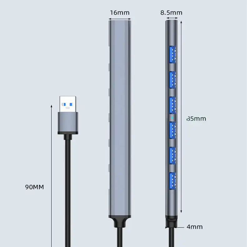 Multipuertos Hub 7 En 1 Tipo C Metálico 3.0 Adaptador Puerto