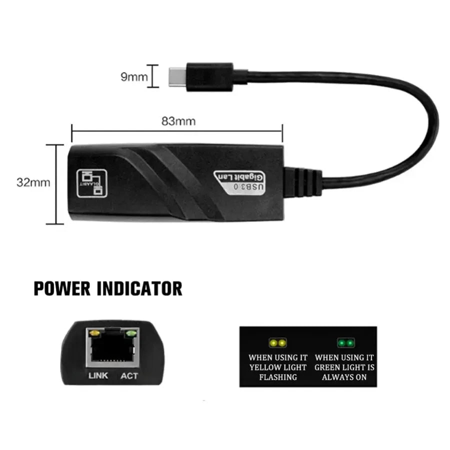 Hub Adaptador Tipo C A Lan 3.0 Internet + Velocidad