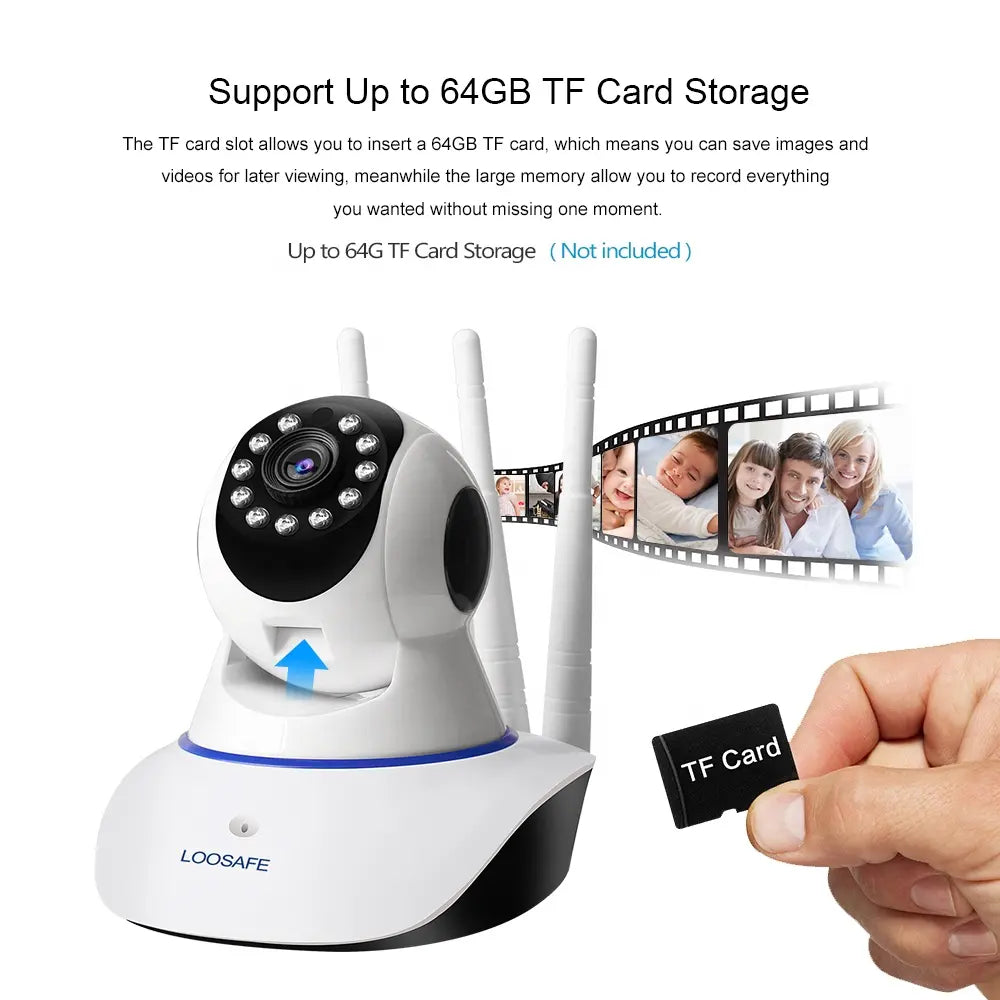 Cámara De Seguridad Ip Robótica Wifi V380 3 Antenas Color Blanco