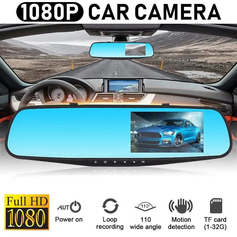 Espejo Retrovisor Doble Cámara Pantalla 4.3'' Full HD Carro