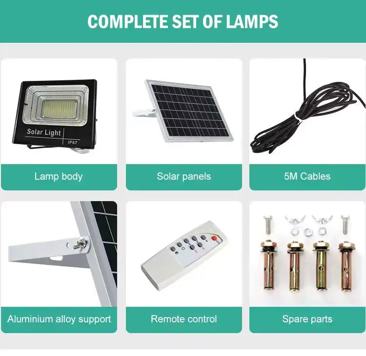 Reflector Led Luz Solar Control Remoto con Sensor de Movimiento 100W