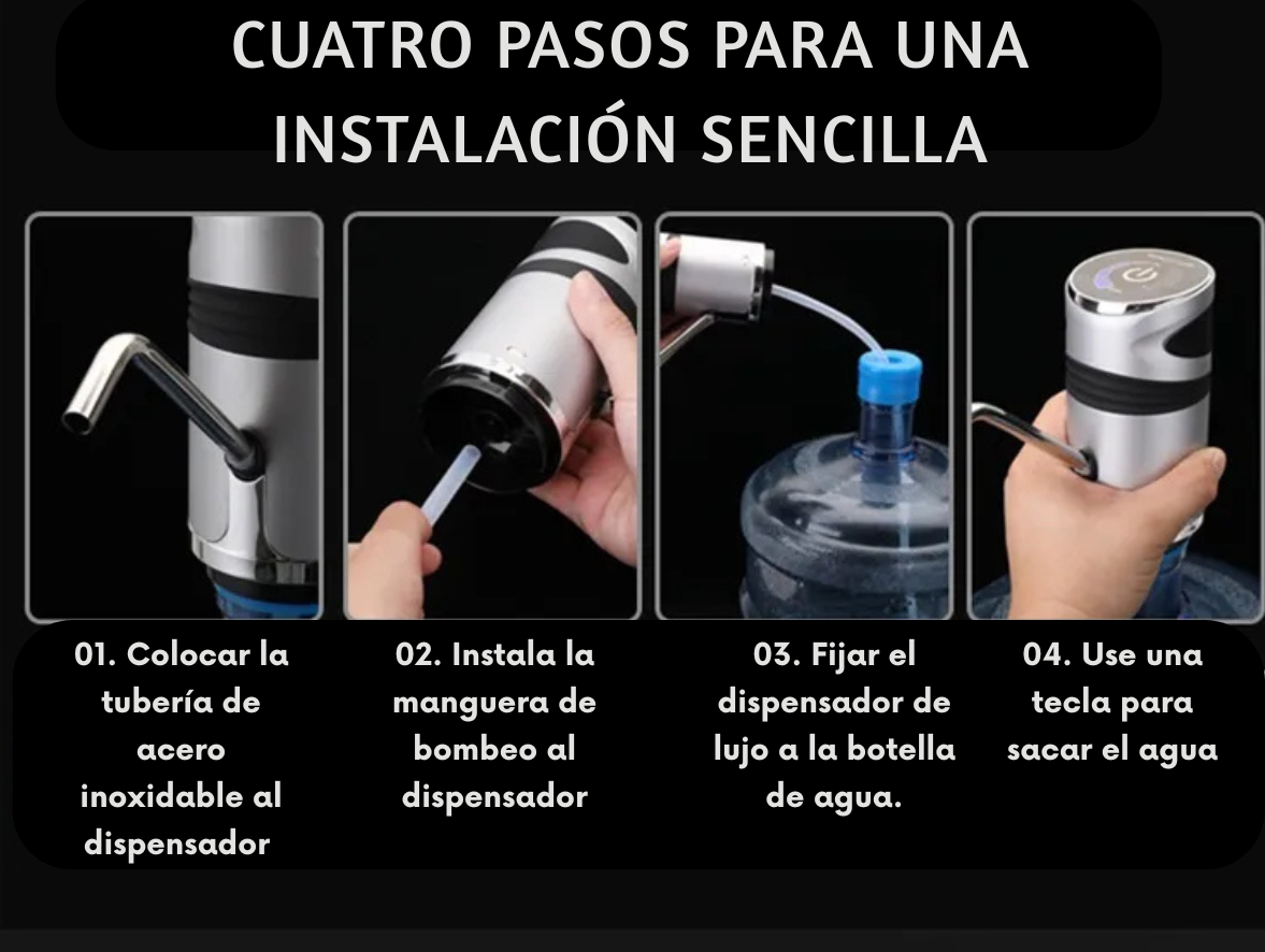 Dispensador Agua Lujo Automático Botellón Recargable Táctil