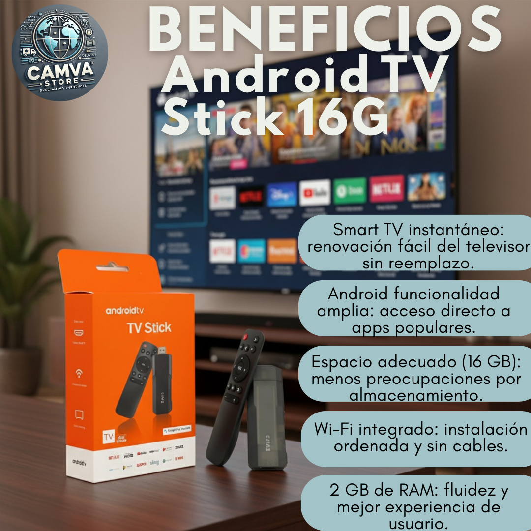 Android Tv Stick 16 Gb 2 Gb Ram (Programado) Android 14.0 Wifi 2.4G