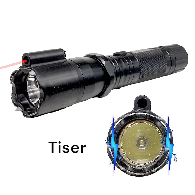 Linterna Taser Y Laser de color Negro Luz Blanca