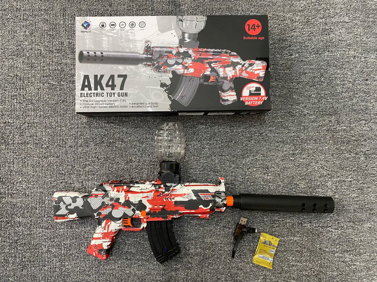 Pistola Bolas Gel Automática Orbis Hidrogel Juguete Ak47