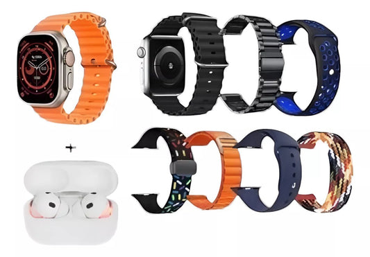 Combo Reloj Inteligente Audifonos Pulsos V11 Classic 10 En 1 - Camva Store