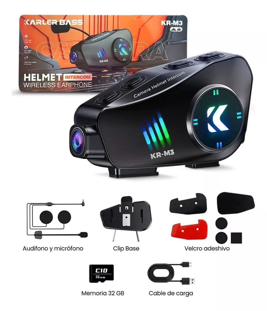 Intercomunicador Cámara HD Casco De Moto KR - M3 Impermeable - Camva Store