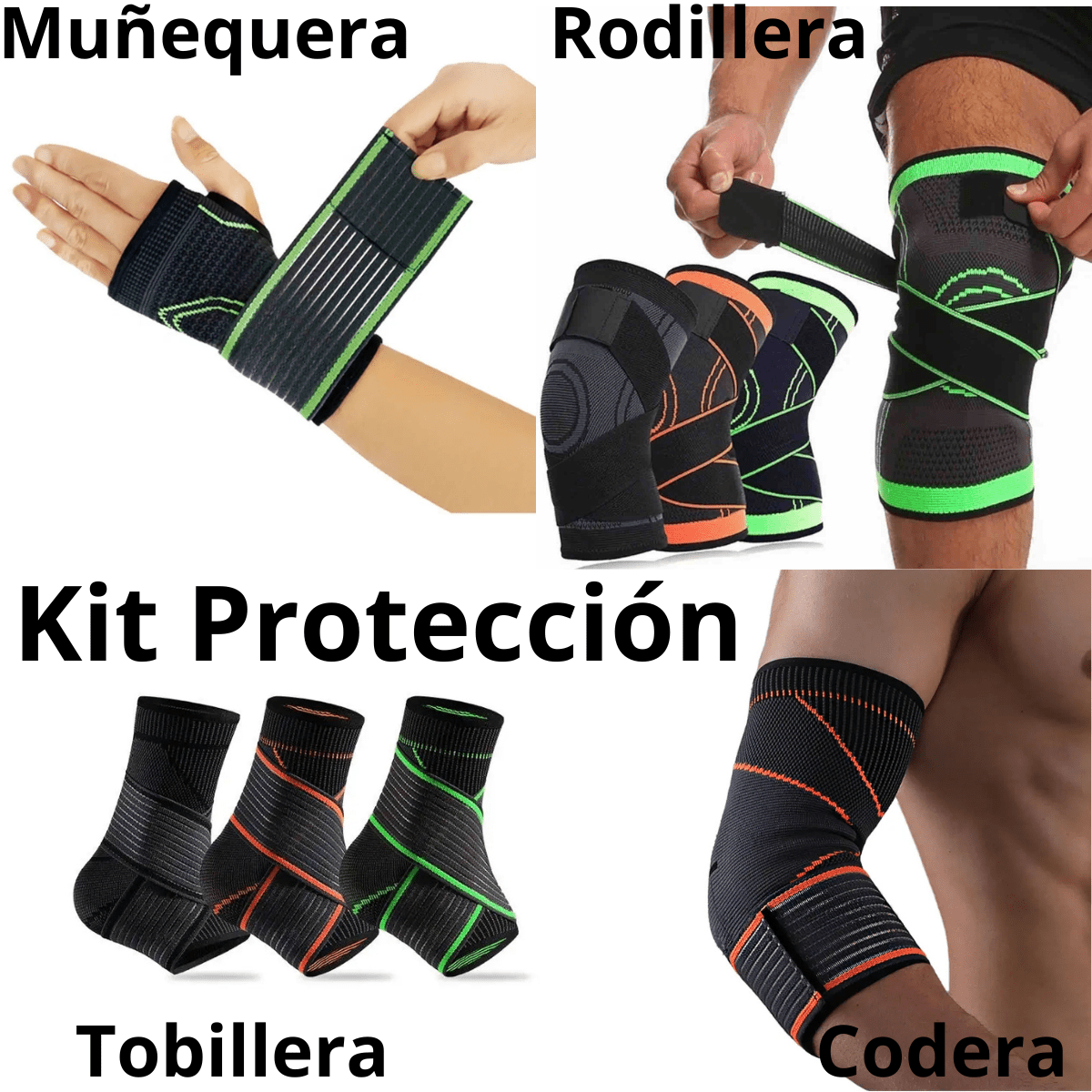 Kit Protección (rodillera, Codera, Muñequera, Tobillera) Gym - Camva Store