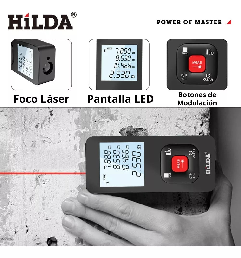 Metro Laser Digital Herramientas Medidor Recargable 50 Metros - Camva Store