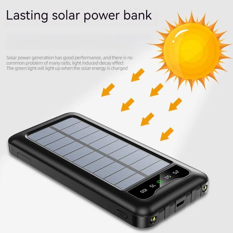 Power Bank Batería Portátil 20.000mah Carga Solar con 4 Conectores - Camva Store