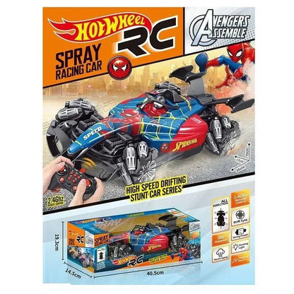 Carro a Control Remoto Hot Wheels Hombre Araña (Spiderman) Con Sensor De Mano Luces Led Y Humo
