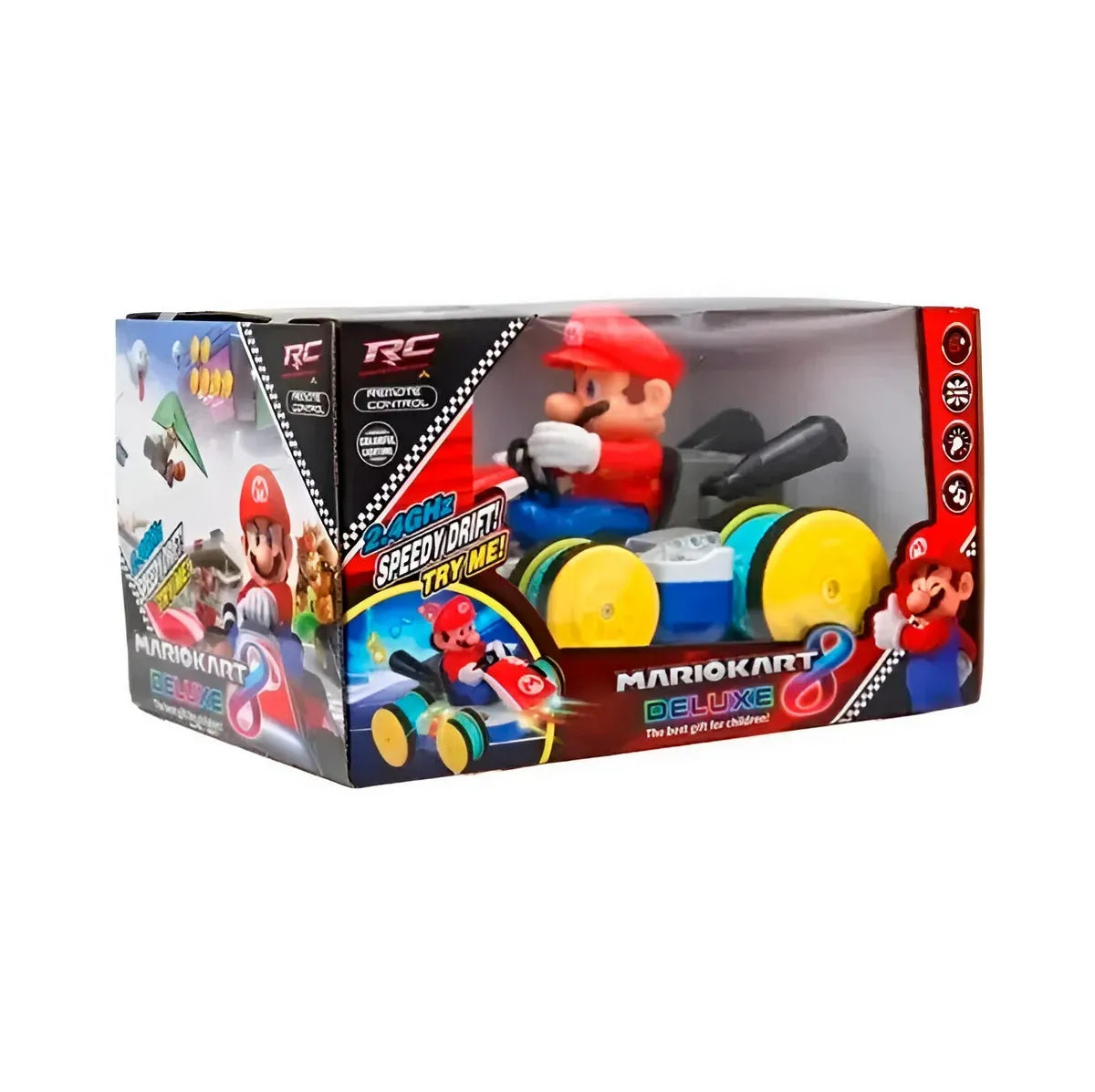 Carro Control Remoto Mario Bros Kart + 4 Pilas AA Recargables con cargador