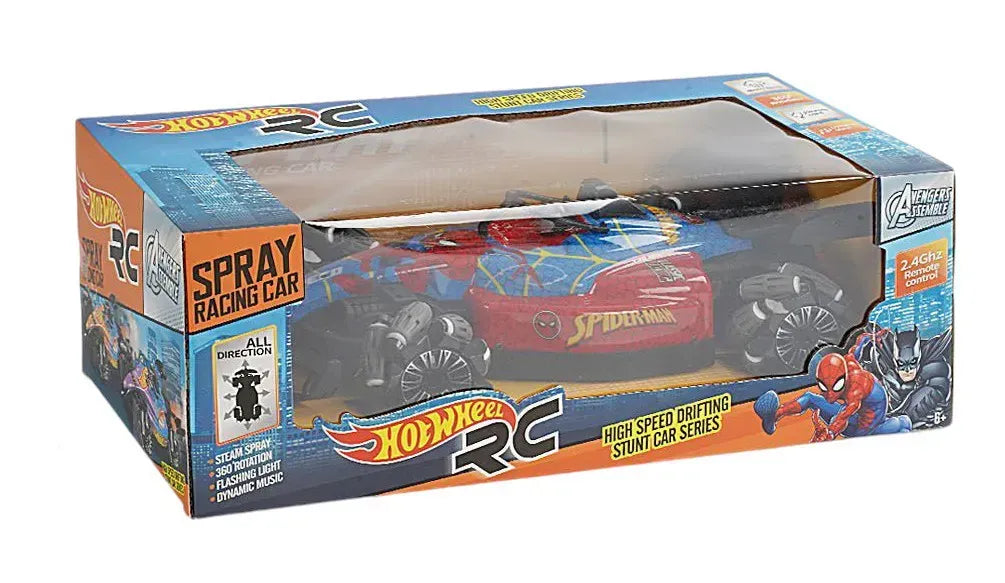 Carro a Control Remoto Hot Wheels Hombre Araña (Spiderman) Con Sensor De Mano Luces Led Y Humo
