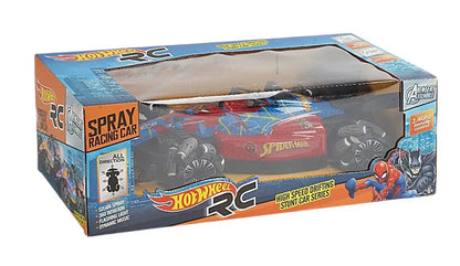 Carro a Control Remoto Hot Wheels Hombre Araña (Spiderman) Con Sensor De Mano Luces Led Y Humo