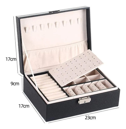 Joyero Organizador De 2 Niveles En Cuero Sintético