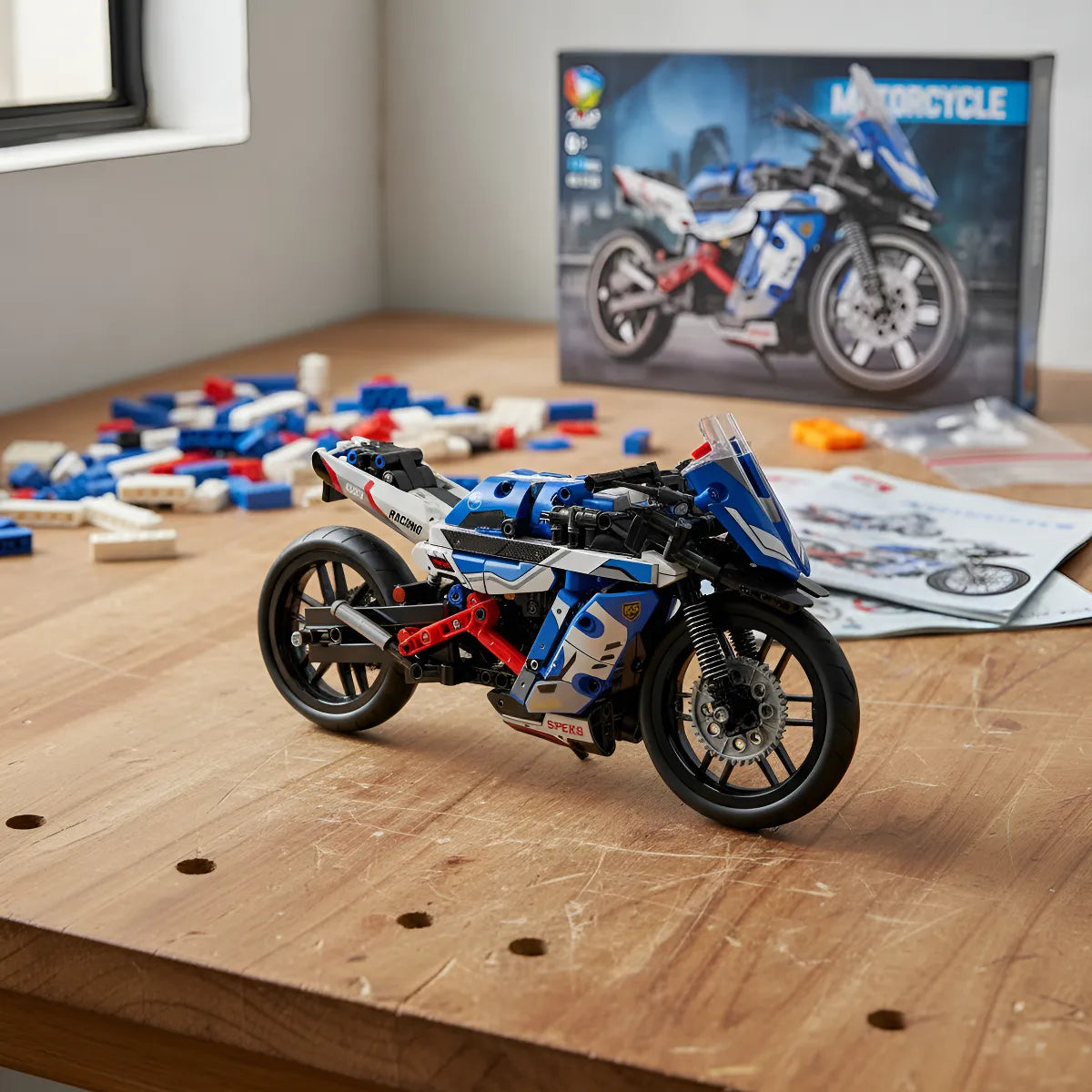 Set De Construcción armable en bloques Moto Carreras Juguete de 426 Piezas