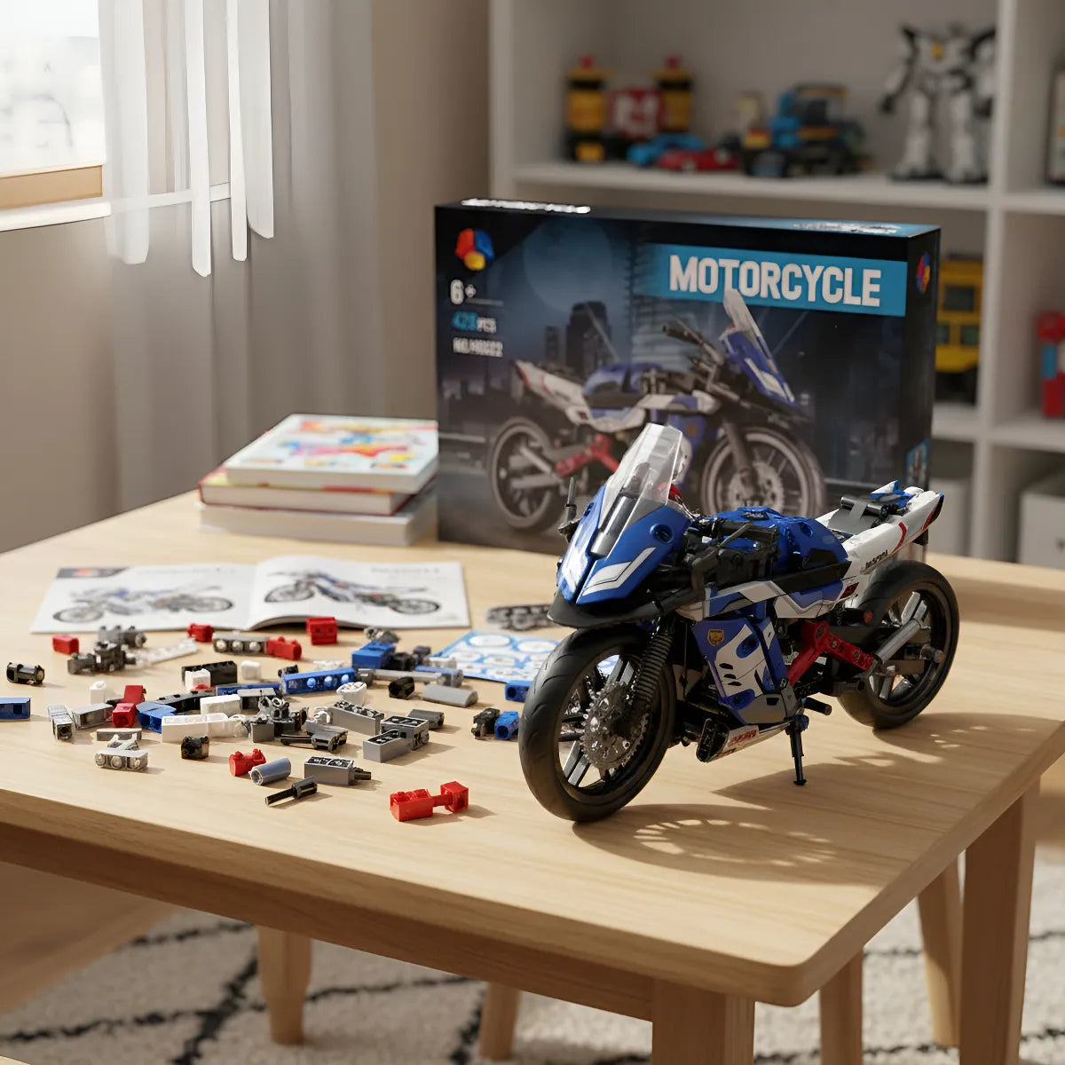 Set De Construcción armable en bloques Moto Carreras Juguete de 426 Piezas