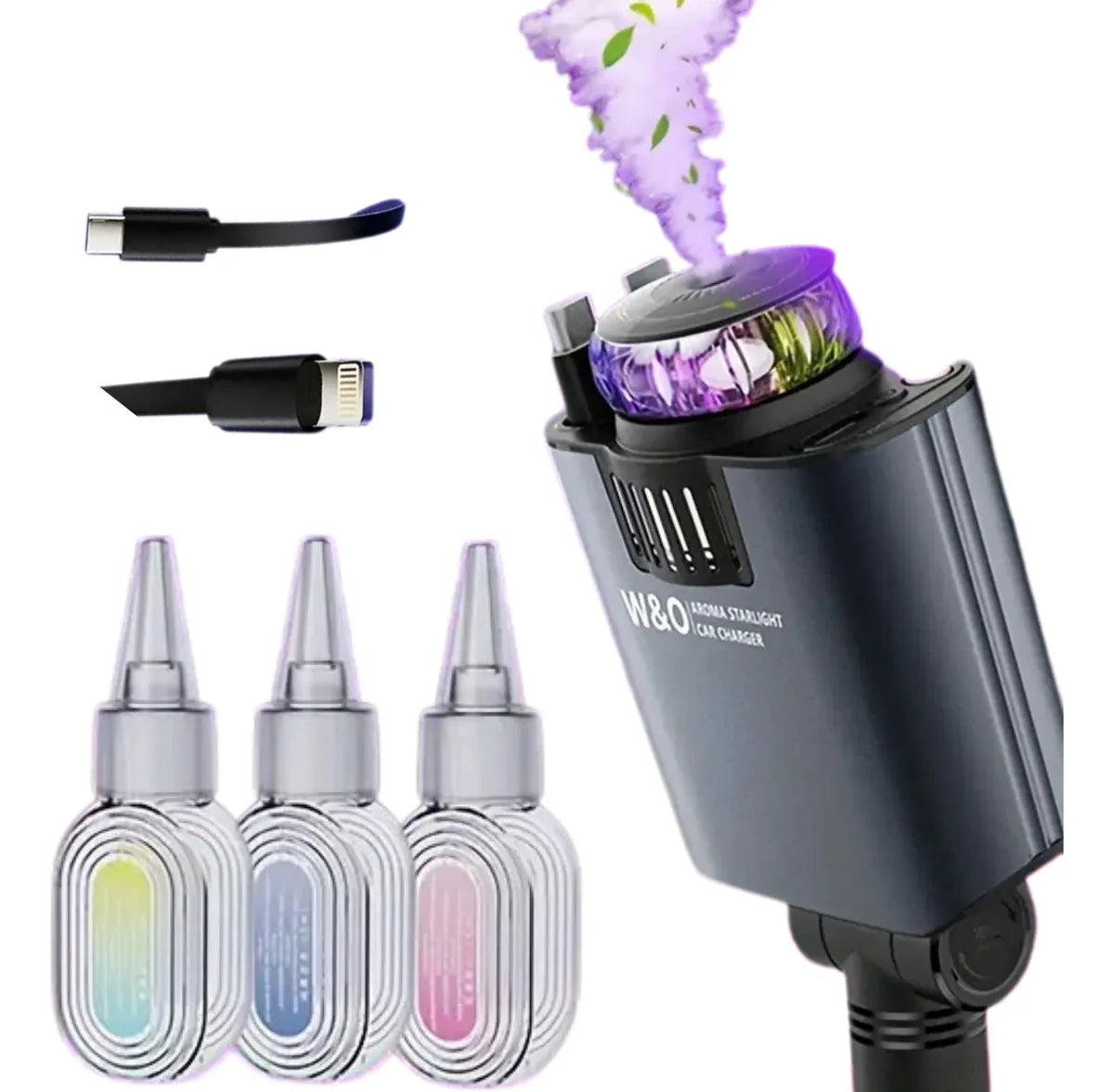 Cargador De Carro Carga Rápida + Humificador (ambientador)+ Proyector (luces Led)