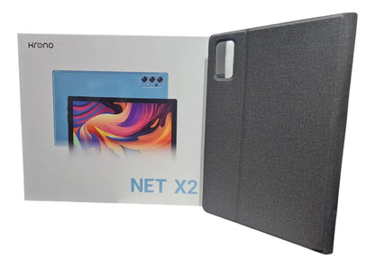 Tablet Krono Net X2 con Android 15, Pantalla 10 Pulgadas HD, 8gb Ram + 64gb + forro Azul y Gris