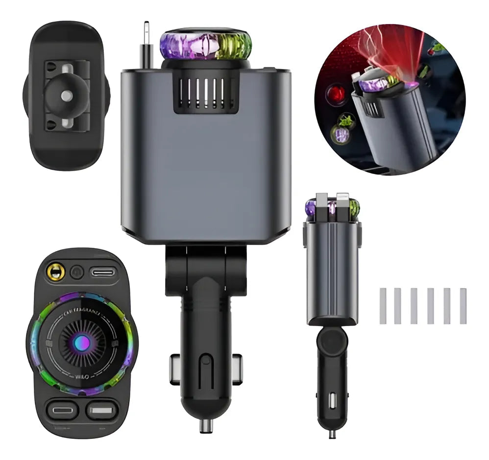Cargador De Carro Carga Rápida + Humificador (ambientador)+ Proyector (luces Led)