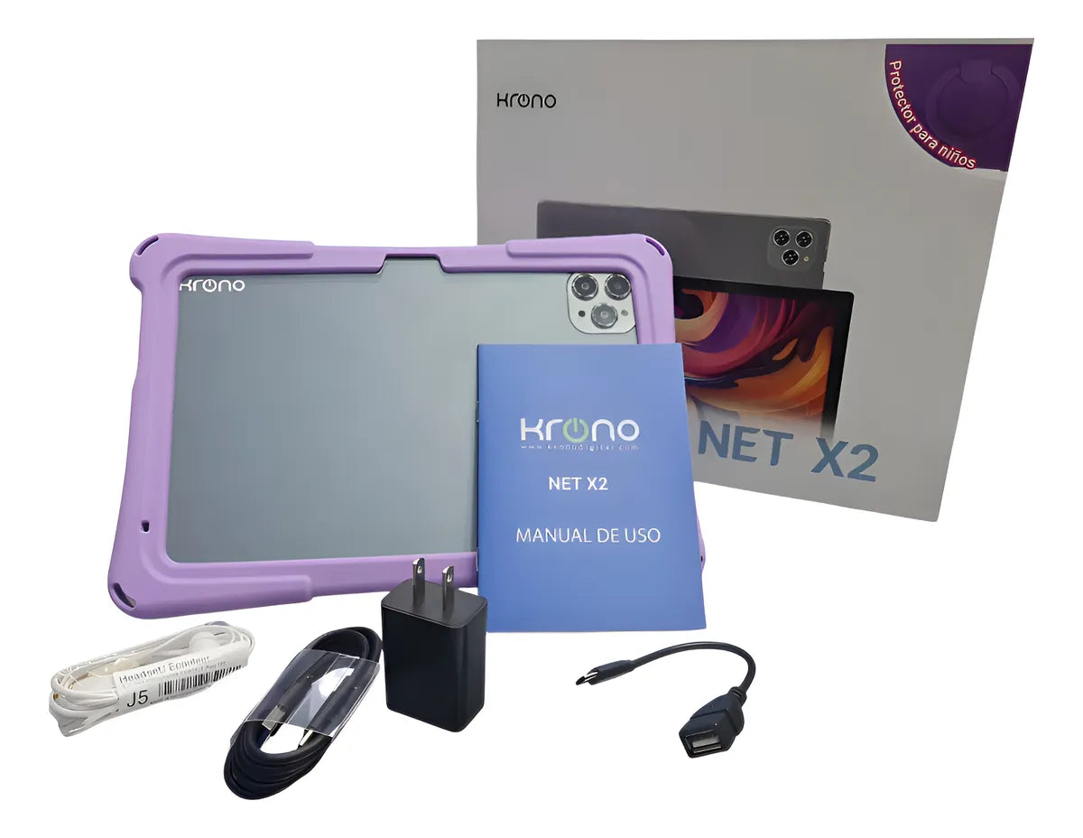 Tablet Net X2 con Android 15, 10 Pulgadas de Pantalla HD, 8gb Ram + 64gb + Forro Para niño y niña