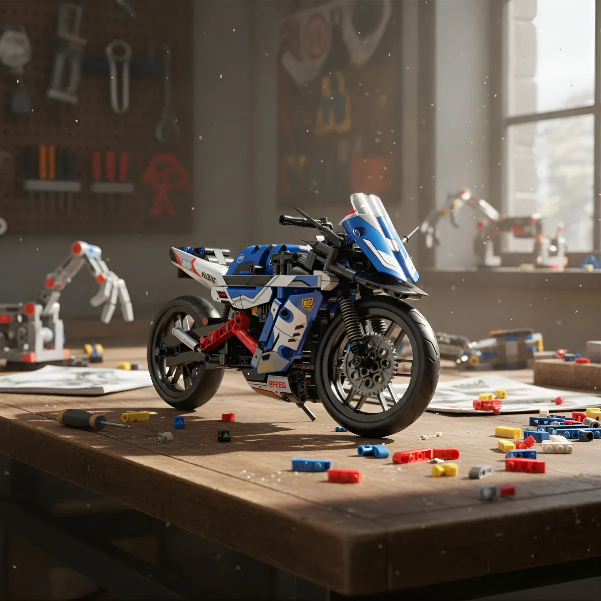 Set De Construcción armable en bloques Moto Carreras Juguete de 426 Piezas